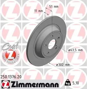 Tarcza hamulcowa tył FORD MONDEO V ZIMMERMANN