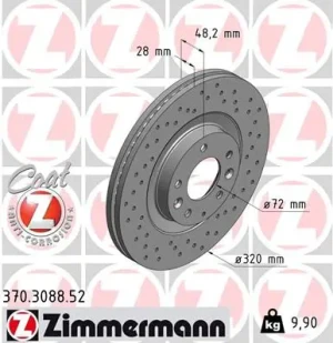370.3088.52 ZIMMERMANN Tarcza hamulcowa przód