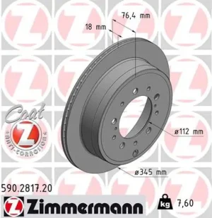 590.2817.20 ZIMMERMANN Tarcza hamulcowa tył