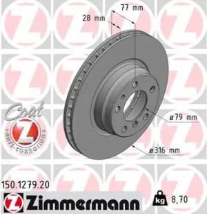 Tarcza hamulcowa przód BMW 7 E38 ZIMMERMANN