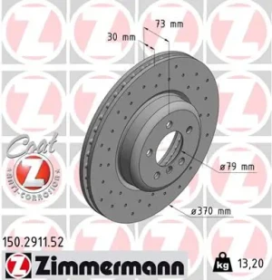 150.2911.52 ZIMMERMANN Tarcza hamulcowa przód