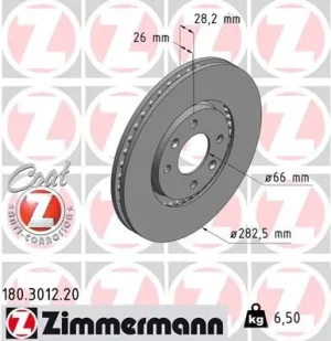 Tarcza hamulcowa przód PEUGEOT 406 ZIMMERMANN