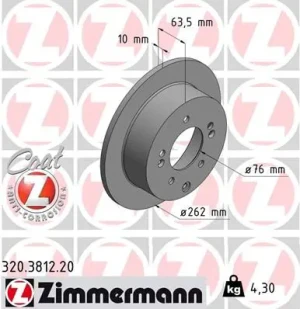 320.3812.20 ZIMMERMANN Tarcza hamulcowa tył
