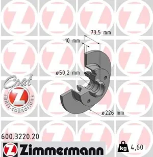 Tarcza hamulcowa tył VW VENTO ZIMMERMANN