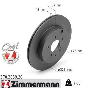 370.3059.20 ZIMMERMANN Tarcza hamulcowa tył