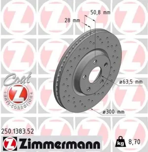 250.1383.52 ZIMMERMANN Tarcza hamulcowa przód