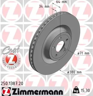 250.1387.20 ZIMMERMANN Tarcza hamulcowa przód