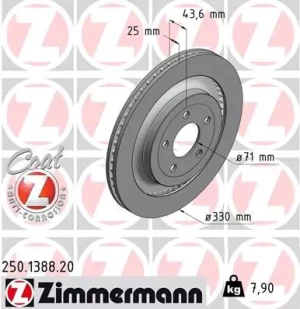 Tarcza hamulcowa tył FORD USA MUSTANG ZIMMERMANN