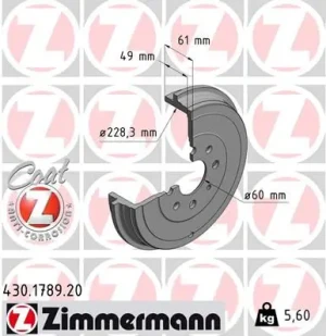 Bęben hamulcowy tył OPEL ADAM ZIMMERMANN