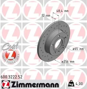 Tarcza hamulcowa tył VW GOLF PLUS 5 ZIMMERMANN