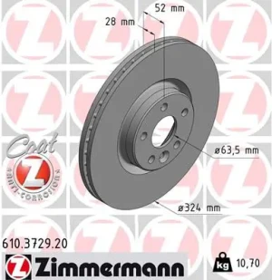 610.3729.20 ZIMMERMANN Tarcza hamulcowa przód