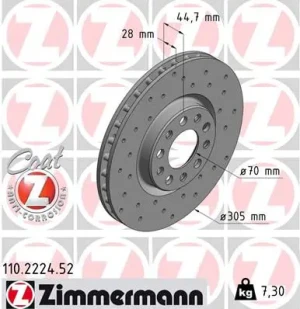 alfa romeo giulia tarcze hamulcowe 110.2224.52 ZIMMERMANN