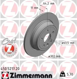 450.5217.20 ZIMMERMANN Tarcza hamulcowa tył