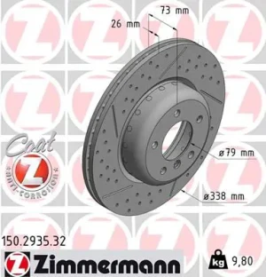Tarcza hamulcowa przód BMW 3 E91 ZIMMERMANN