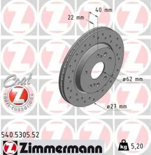 540.5305.52 ZIMMERMANN Tarcza hamulcowa przód