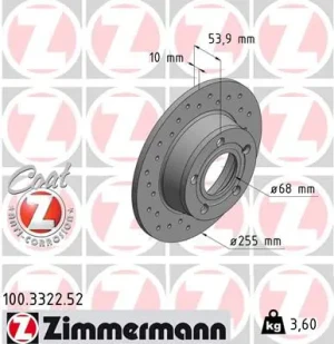 Tarcza hamulcowa tył AUDI A6 C5 ZIMMERMANN