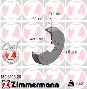 180.5103.20 ZIMMERMANN Bęben hamulcowy tył