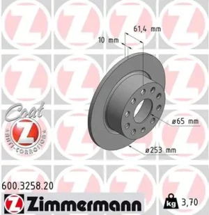 Tarcza hamulcowa tył SKODA OCTAVIA III ZIMMERMANN