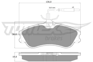 Klocki hamulcowe przód z czujnikiem tomex brakes CITROËN XSARA TOMEX Brakes