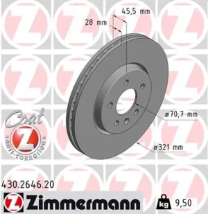 Tarcza hamulcowa przód OPEL INSIGNIA B ZIMMERMANN