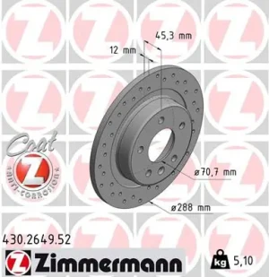 Tarcza hamulcowa tył OPEL INSIGNIA B ZIMMERMANN