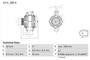 0 986 084 590 BOSCH Alternator 180a