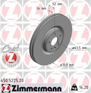 450.5225.20 ZIMMERMANN Tarcza hamulcowa przód