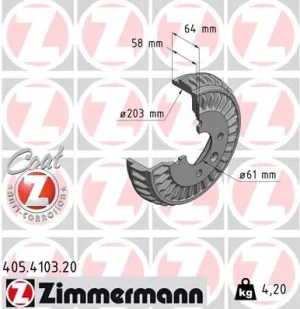Bęben hamulcowy tył SMART FORTWO III ZIMMERMANN