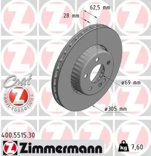 Tarcza hamulcowa przód MERCEDES-BENZ KLASA C W205 ZIMMERMANN