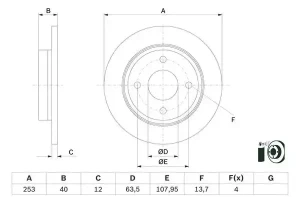 0 986 479 F63 BOSCH Tarcza hamulcowa tył