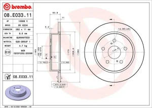 Tarcza hamulcowa tył TOYOTA C-HR BREMBO