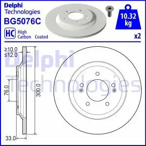 BG5076C DELPHI Tarcza hamulcowa tył