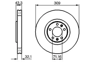 Tarcza hamulcowa przód wentylowana PEUGEOT 607 BOSCH