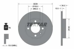 Tarcza hamulcowa przód VW GOLF III TEXTAR