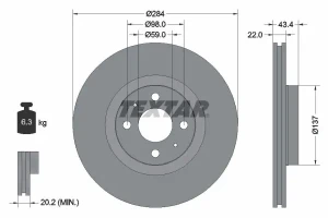 Tarcza hamulcowa przód FIAT DOBLO TEXTAR