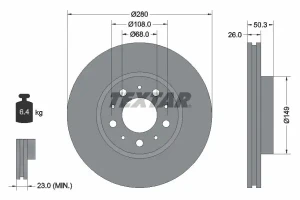 Tarcza hamulcowa przód VOLVO 960 II Kombi (965) TEXTAR