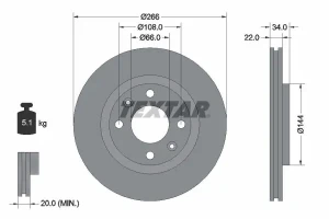Tarcza hamulcowa przód PEUGEOT 307 TEXTAR