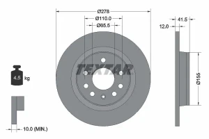 Tarcza hamulcowa tył FIAT CROMA TEXTAR