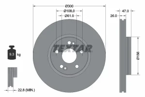 92119003 TEXTAR Tarcza hamulcowa przód