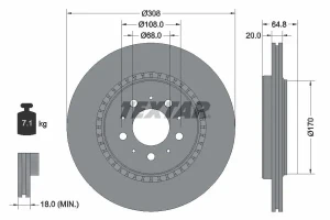 92126803 TEXTAR Tarcza hamulcowa tył