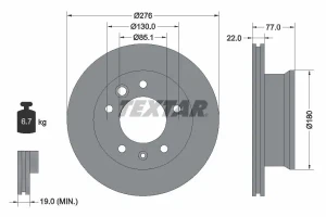 Tarcza hamulcowa przód MERCEDES-BENZ SPRINTER B909 TEXTAR