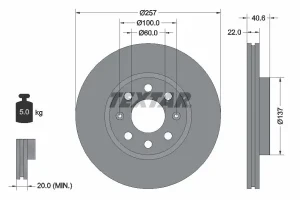 Tarcza hamulcowa przód OPEL ADAM TEXTAR