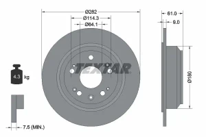92165803 TEXTAR Tarcza hamulcowa tył