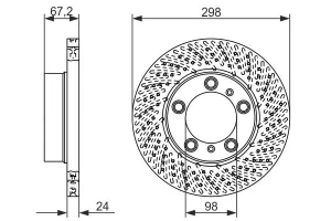 Tarcza hamulcowa przód wentylowana PORSCHE BOXSTER II BOSCH