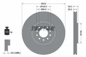 Tarcza hamulcowa przód SKODA OCTAVIA 1 TEXTAR