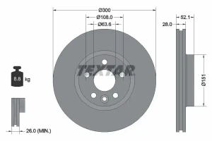 Tarcza hamulcowa przód VOLVO V60 I TEXTAR