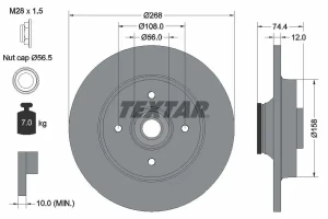 Tarcza hamulcowa tył PEUGEOT PARTNER TEXTAR