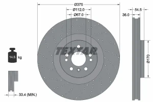 Tarcza hamulcowa przód perforowana MERCEDES-BENZ GLE W166 TEXTAR