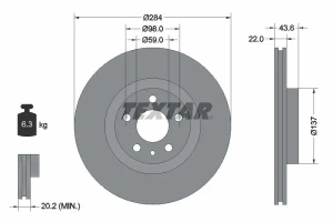 Tarcza hamulcowa przód ALFA ROMEO 164 TEXTAR