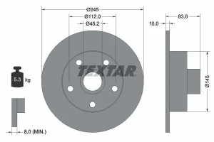 92072100 TEXTAR Tarcza hamulcowa